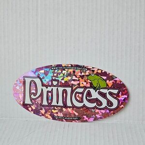 Y2K vintage Socially Hazardous sticker "Princess" Holographic, pink, white